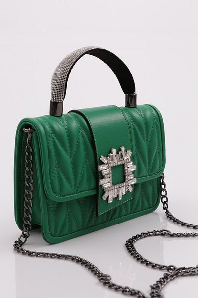 DGN A16 Women's - Evening Box Clutch with Rhinestone Handle