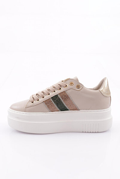 DGN Kadın Kalın Silver Taşlı Sneakers Ayakkabı Bej 15299763118