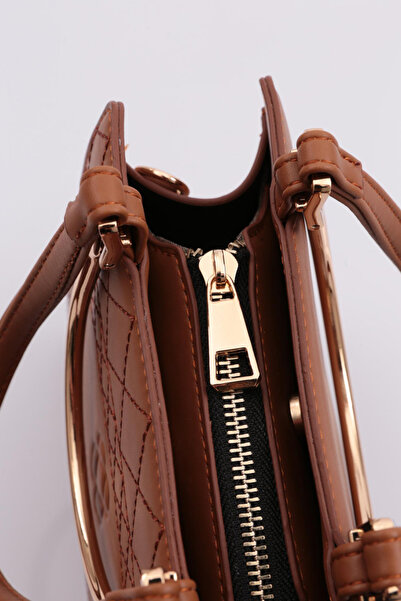 DGN Tan Metal Classic Women's Bag - 1342856