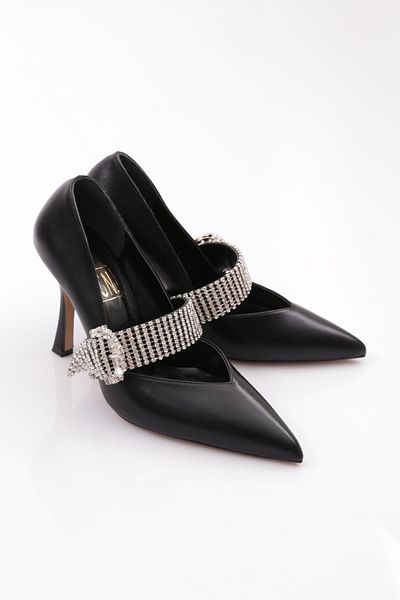 DGN 5100 Rochie de seară cu cataramă de curea de piatră pentru femei Pantofi cu toc