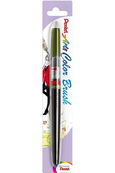 Pentel Arts Color Brush Brush Tip Crayon - Olive Green Xgfl-115x