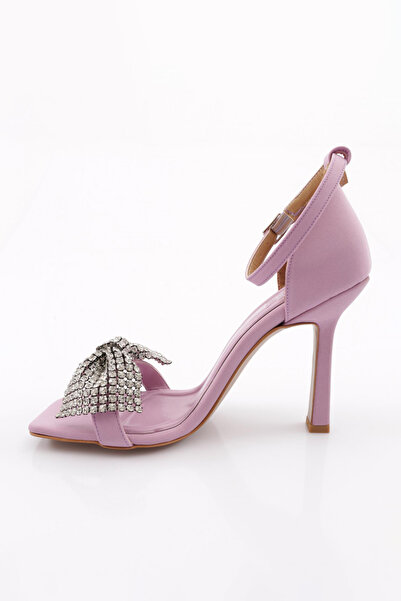DGN Women's Silver Stone Bow Sandals Lilac Satin 3131033210