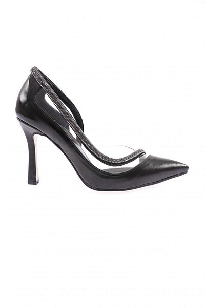 DGN Pantofi cu toc de damă negru metalic 8815535