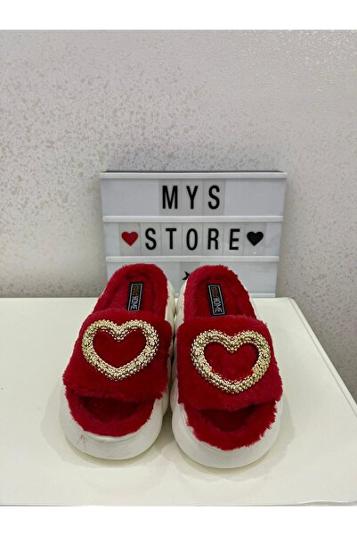 Akınal Bella BELLA HOME KIRMIZI PELUŞ KALPLİ MODEL EV TERLİĞİ