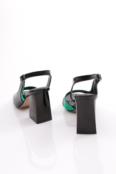 DGN Green Women's Heeled Sandals - Thick Straps