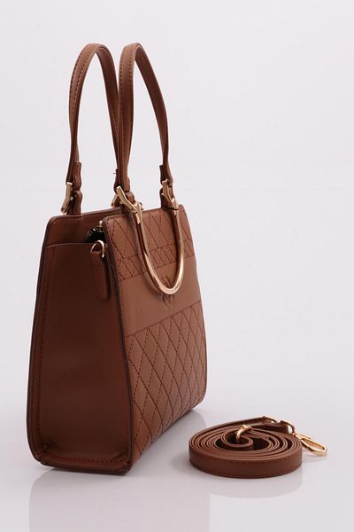 DGN Tan Metal Classic Women's Bag - 1342856