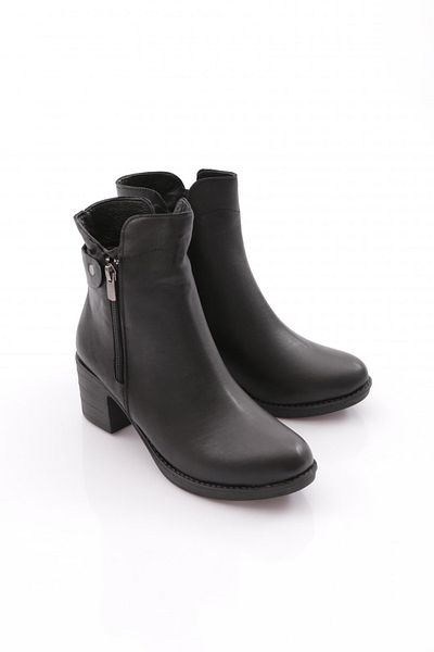 DGN 8558 Women's so Zippered Boots Black Genuine Leather