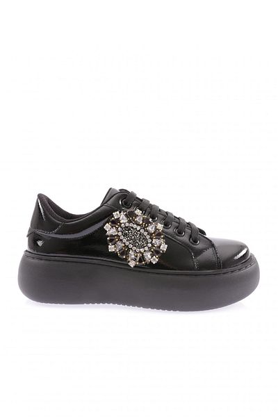 DGN 874-23Y Women's Crystal Stone Buckle Side Laced Shoes
