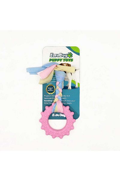 Eurodog Puppy Toys Pink Wheel Teeth Scratching Toy Dpmah