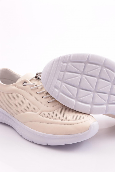 DGN Women's Lace-Up Laser Comfort Shoes Cream 31353246