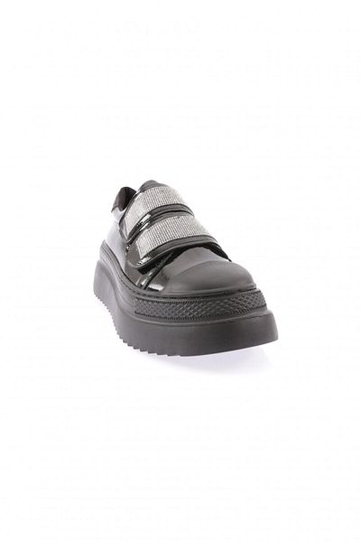 DGN Schwarzer Sneaker mit dicker Sohle und silbernen Steinen – 2 Klettverschlüsse 910921097