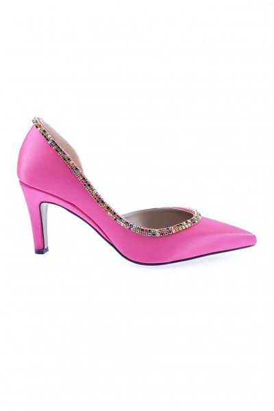 DGN Stiletto din satin fucsia - Detaliu transparent, Femei, 24393261