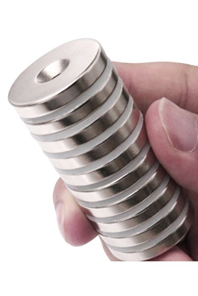 Hdg 5 adet Havşa Delikli Çok Güçlü Neodyum Mıknatıs Magnet D 30x5 mm D 10/D5....