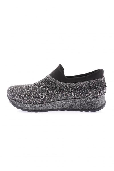 DGN Kadın Kalın Taban Silver Taşlı Sneakers Ayakkabı Platin 112130172674