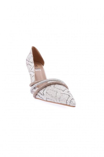 DGN Ysf-07-23Y Silver Stoned Banded Women's Evening Dress Shoes