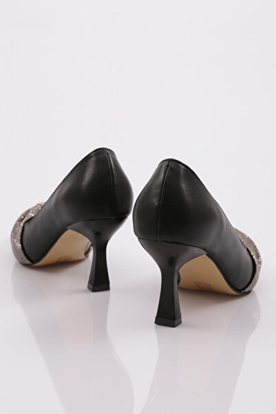 DGN Kadın Taş Işli Kurdela Detaylı Topuklu Ayakkabı Siyah 9312621