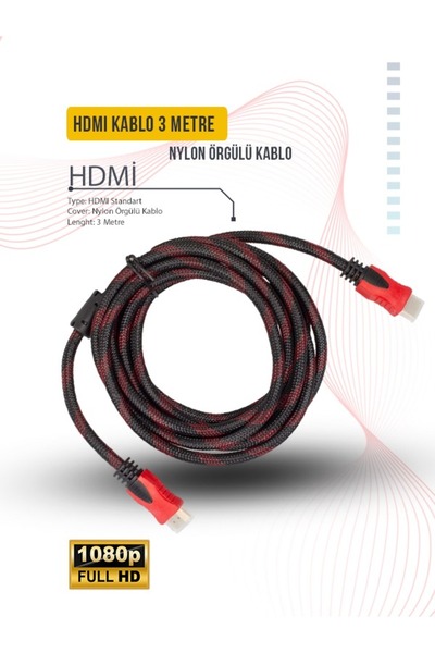 shop 3 Metre HDMi Kablo Full HD TV Monitör Uydu Alıcısı PC Uyumlu HDMI Kablosu