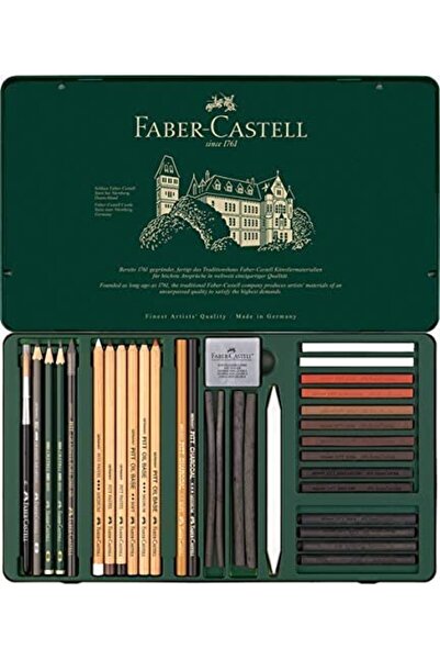 Faber Castell Faber-Castell 33-Piece Monochrome Set, Set Containing Pastels, Charcoal, and Graphite, Highly Pigmented, Long Lasting