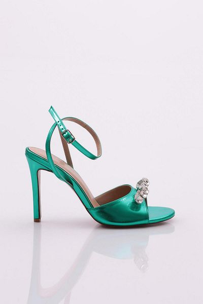 DGN Green Metallic Women's Heeled Shoes - Big Stone 21763236