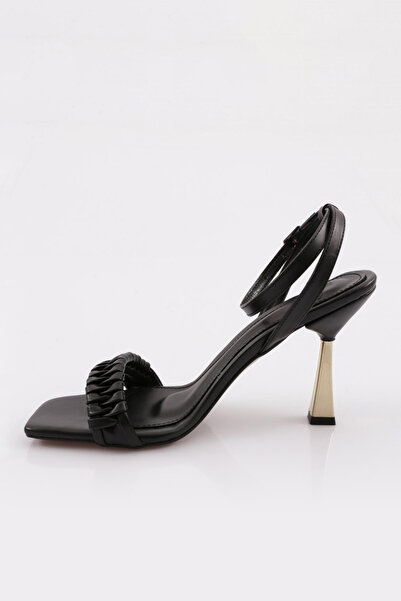 DGN Kadın Bilekten Bağlama Topuklu Ayakkabı Siyah 5172821