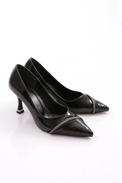 DGN Pantofi de dama cu toc inalt din piele lacuita neagra 34993539