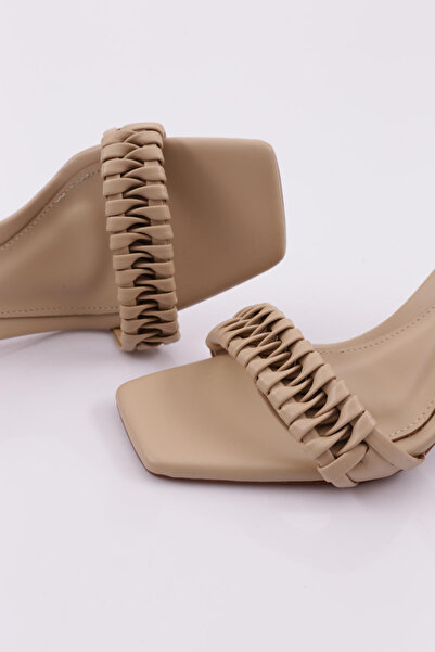 DGN Kadın Bilekten Bağlama Topuklu Ayakkabı Ten 5172821