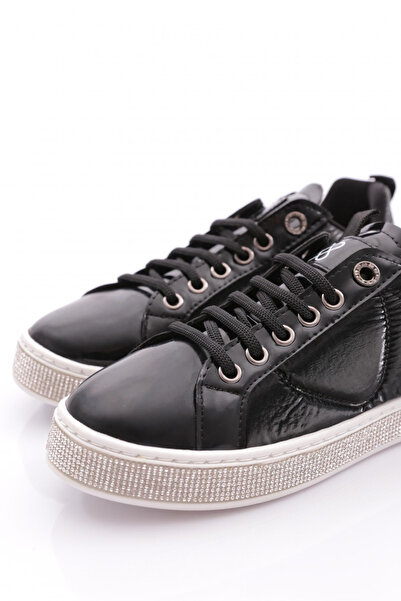 DGN Kadın Sade Beğcıklı Kenarları Taşlı Sneaker Ayakkabı Siyah Paraşüt 336232682