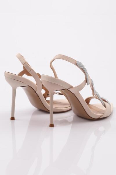 DGN Kadın Burgulu Taş Ipli Topuklu Bej Mat Saten 121172859