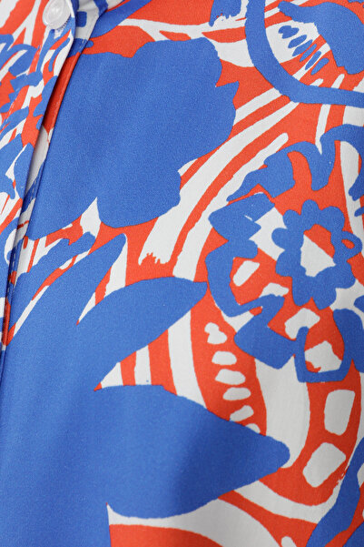 W Collection KIRMIZI DÜŞÜK KOLLU DESENLİ BLUZ