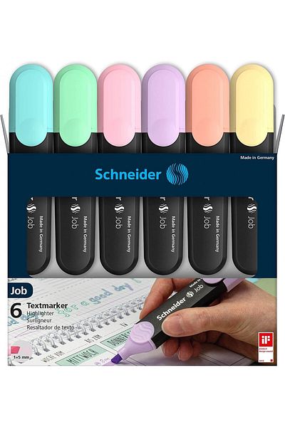 SCHNEIDER Job 150 Pastel Highlighter Pen Set of 6 Original Boxed / 115097