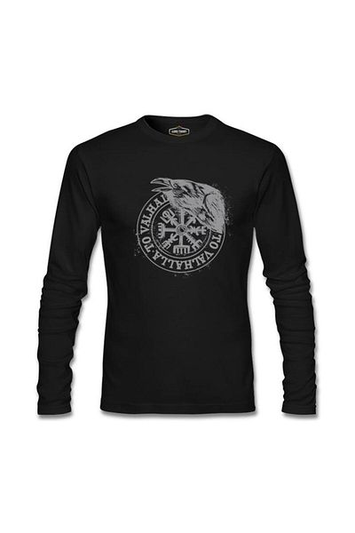 Lord T-Shirt Crow With Vallaha Viking Sign Black Men's Sweatshirt