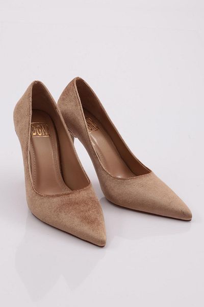 DGN Pantofi de damă cu toc înalt din catifea nud 62852859