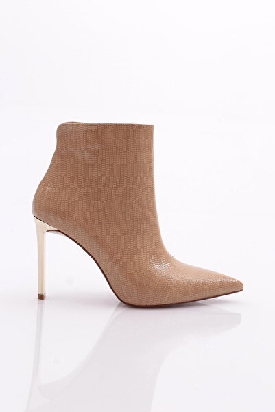 DGN Cizme de damă cu toc din piele lacuită bej 81882859