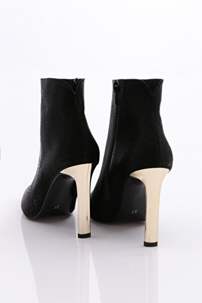 DGN Μαύρες γυναικείες μπότες με τακούνι Crocodile