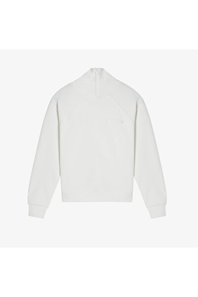 Lacoste Kadın Regular Fit Fermuarlı Dik Yaka Beyaz Sweatshirt