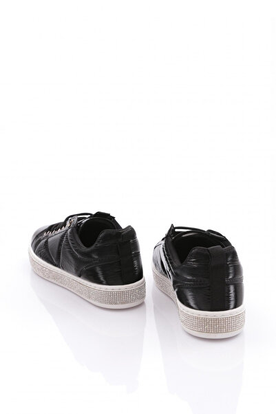 DGN Kadın Sade Beğcıklı Kenarları Taşlı Sneaker Ayakkabı Siyah Paraşüt 336232682