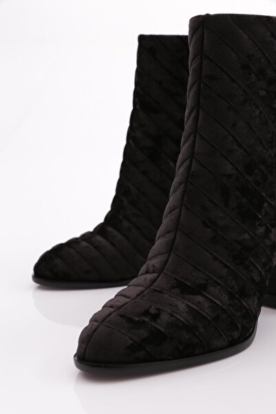 DGN Kadın Topuklu Bot Siyah Kadife