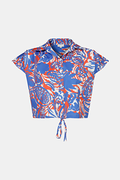 W Collection KIRMIZI DÜŞÜK KOLLU DESENLİ BLUZ