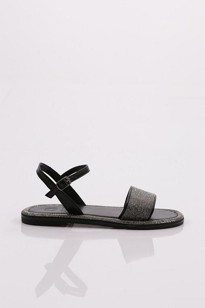 DGN Women's Flat Sole Stone Sandals Black Matte 416233210