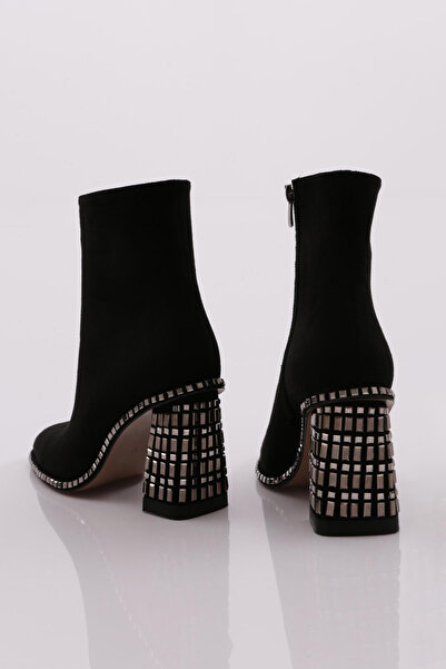 DGN Černé semišové dámské kozačky na podpatku - 613333210