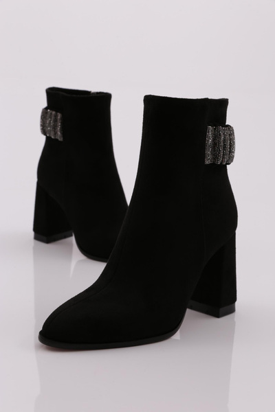 DGN Kadın Topuklu Bot Siyah Süet 1013433210