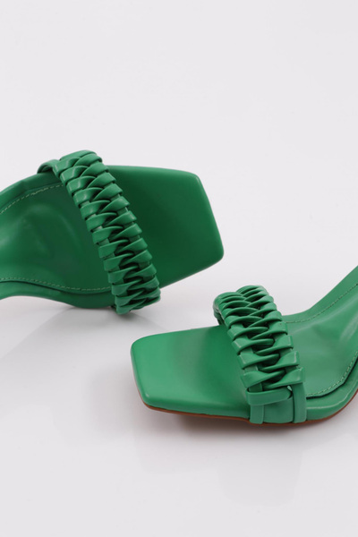 DGN Kadın Bilekten Bağlama Topuklu Ayakkabı Çam Yeşili 5172821