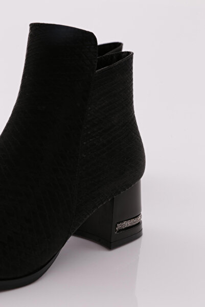 DGN Kadın Topuklu Bot Siyah Baskılı 2113564