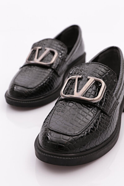 DGN Γυναικείο Loafer Black Crocodile - 30152674