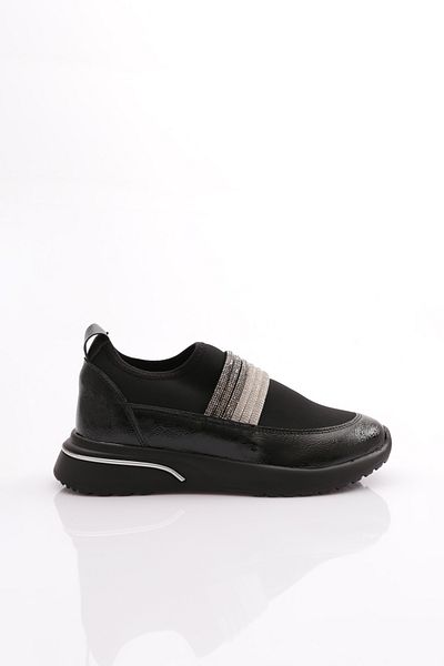 DGN Black Patent Leather Sneaker with Stone Detail - Women's 31635105