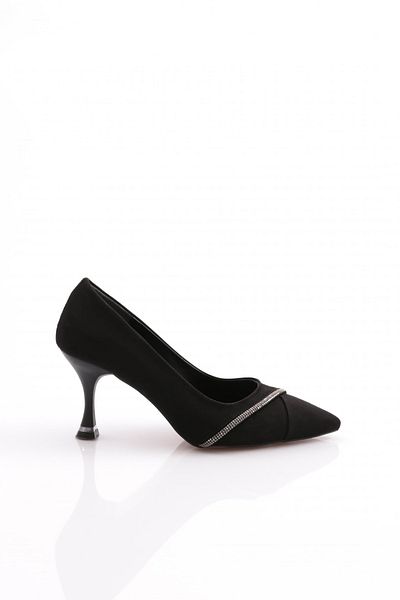 DGN Pantofi cu toc pentru femei din piele intoarsa neagra - 34953539