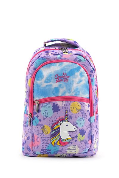 Cambridge Polo Club Unicorn Patterned Girl's Primary School Backpack - with Main Compartment / Cpo4057