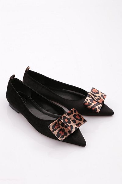 DGN Balerini de damă din catifea cu model leopard negru - 26103557