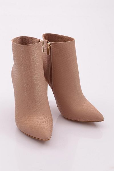 DGN Γυναικείες μπότες με τακούνι Nude printed 4113564