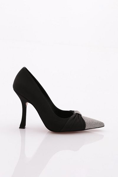 DGN Pantofi cu toc pentru femei din satin negru - 32173568